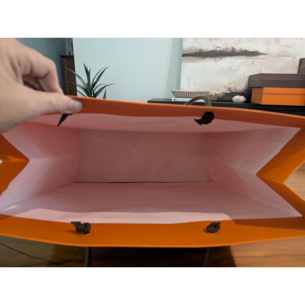 Hermes Orange Paper Shopping Tote Gift Bag With Handles 16x16x6 - Picture 7 of 10